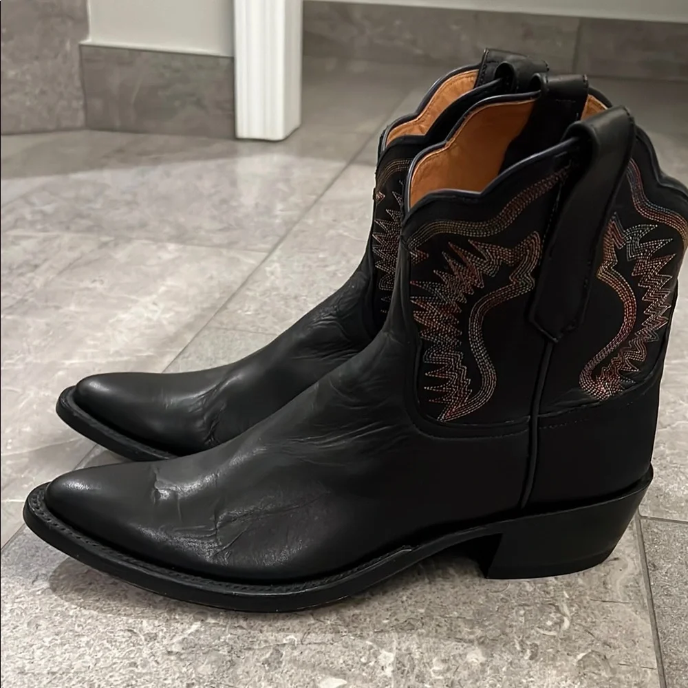 RIO Of Mercedes Black Short Leather Western Boots - Picture 2 of 12